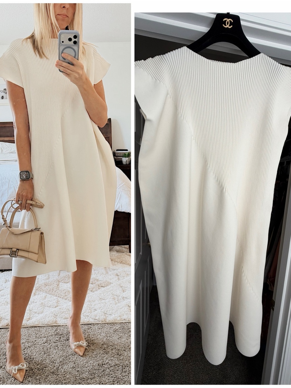 $1100 Issey Miyake 132.5 2024 collection knit ribbed asymmetrical dress JP2